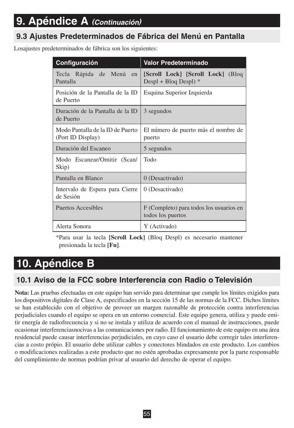 Apéndice b, Apéndice a | Tripp Lite B020-016-17 User Manual | Page 55 / 112