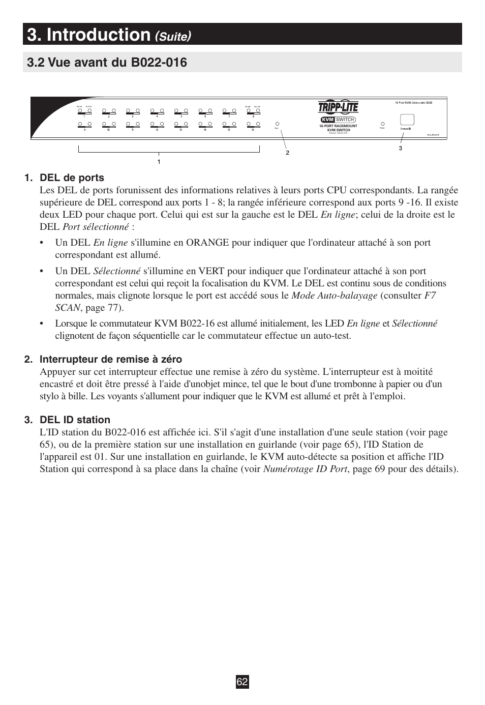 2 vue avant du b022-016, Introduction | Tripp Lite B020-016-17 User Manual | Page 62 / 112