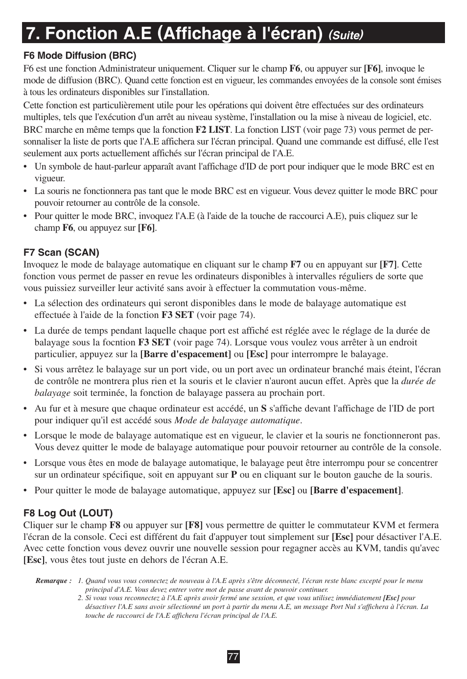 Fonction a.e (affichage à l'écran) | Tripp Lite B020-016-17 User Manual | Page 77 / 112