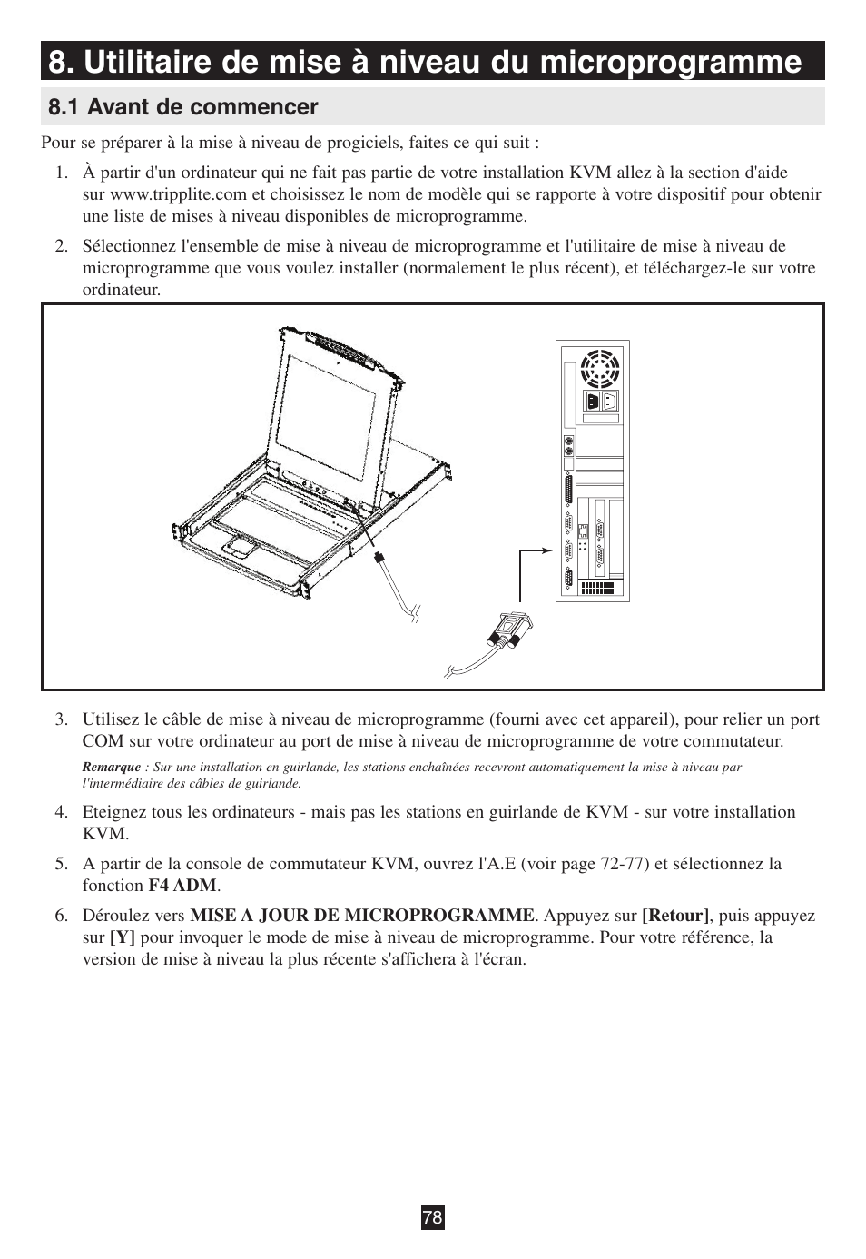 Utilitaire de mise à niveau du microprogramme, 1 avant de commencer | Tripp Lite B020-016-17 User Manual | Page 78 / 112