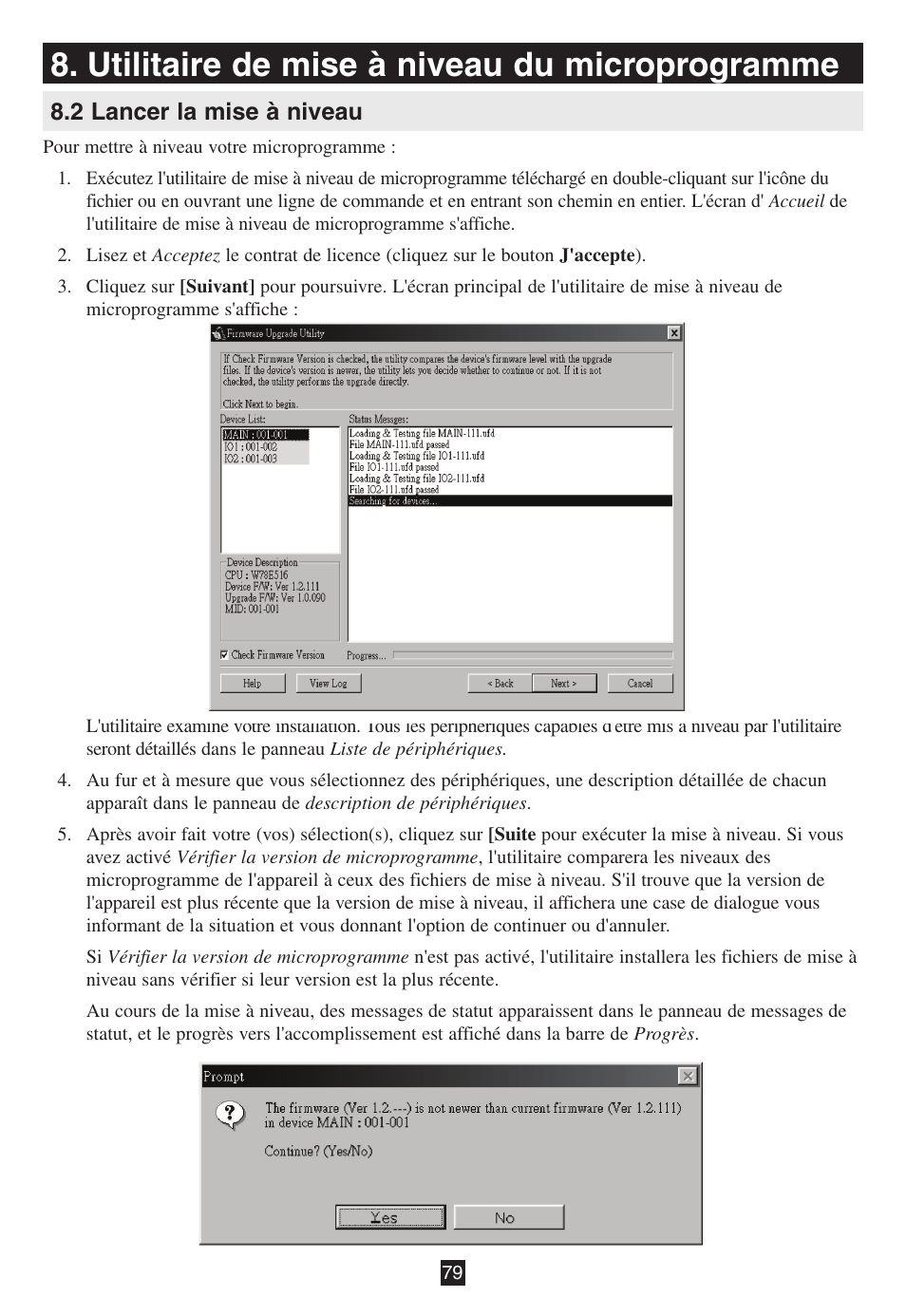 2 lancer la mise à niveau, Utilitaire de mise à niveau du microprogramme | Tripp Lite B020-016-17 User Manual | Page 79 / 112