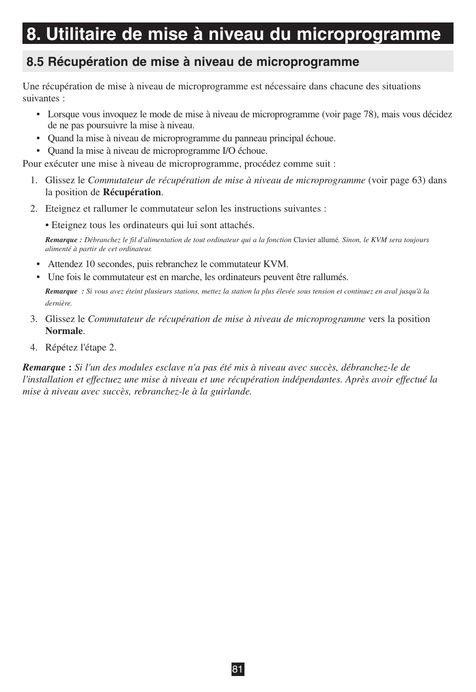 5 récupération de mise à niveau de microprogramme, Utilitaire de mise à niveau du microprogramme | Tripp Lite B020-016-17 User Manual | Page 81 / 112