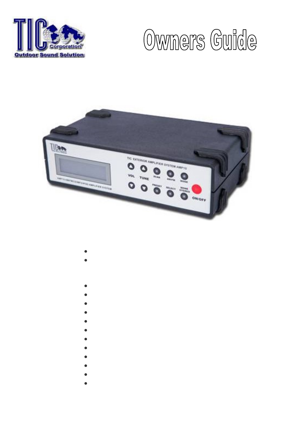 TIC AMP10 User Manual | 12 pages