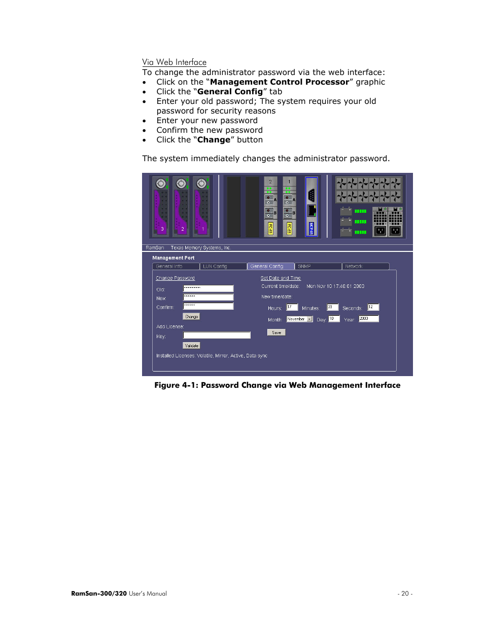 Via web interface | Texas Memory Systems RamSan-300/320 User Manual | Page 24 / 90