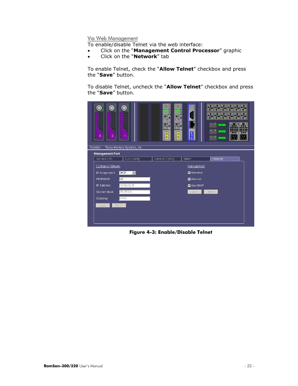 Via web management | Texas Memory Systems RamSan-300/320 User Manual | Page 26 / 90