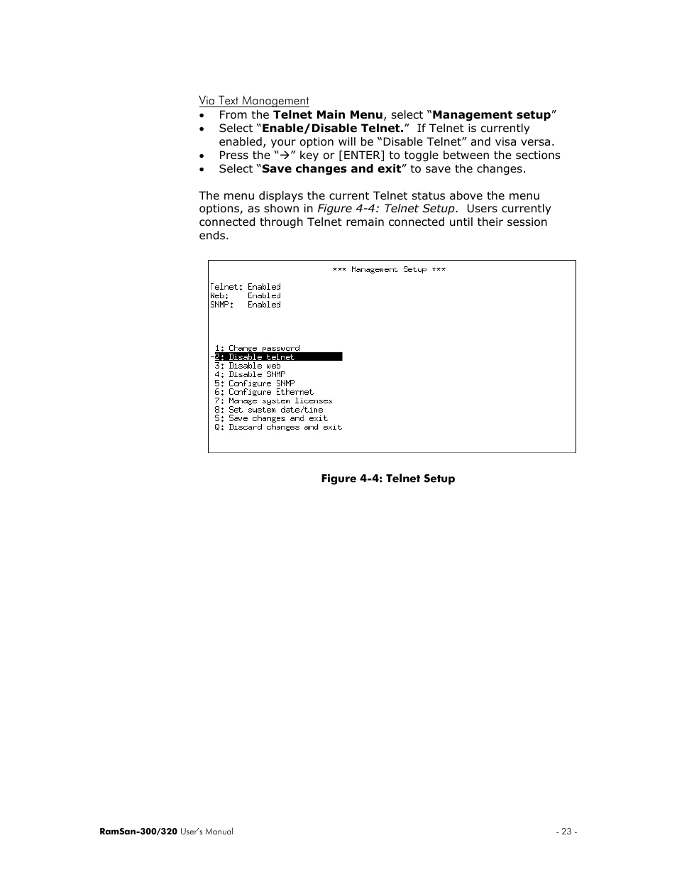 Via text management | Texas Memory Systems RamSan-300/320 User Manual | Page 27 / 90