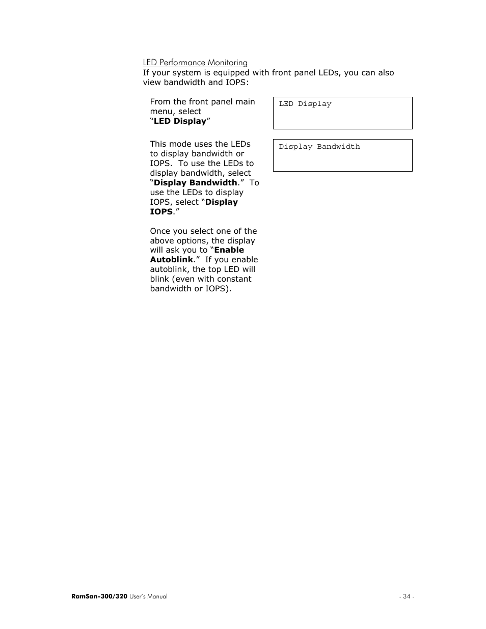 Led performance monitoring | Texas Memory Systems RamSan-300/320 User Manual | Page 38 / 90