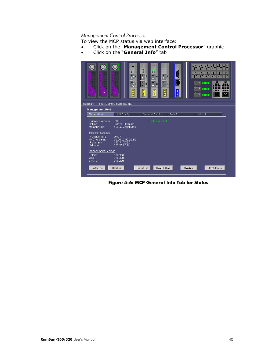 Management control processor | Texas Memory Systems RamSan-300/320 User Manual | Page 44 / 90