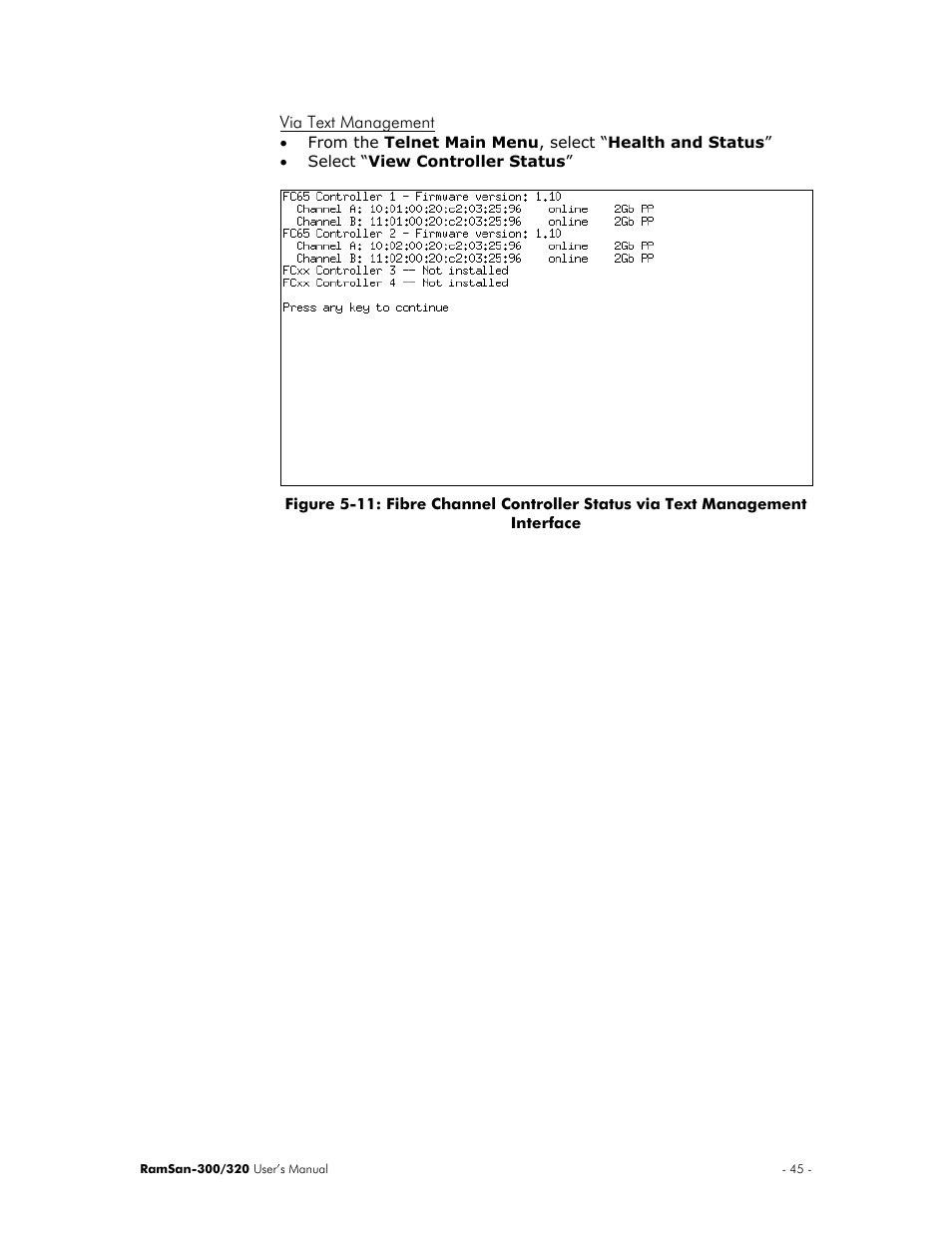 Via text management | Texas Memory Systems RamSan-300/320 User Manual | Page 49 / 90