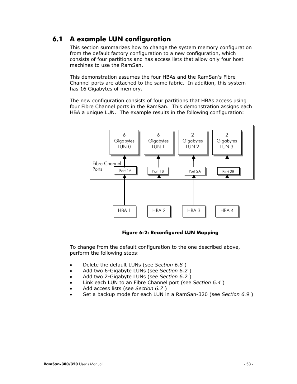 A example lun configuration, 1 a example lun configuration | Texas Memory Systems RamSan-300/320 User Manual | Page 57 / 90