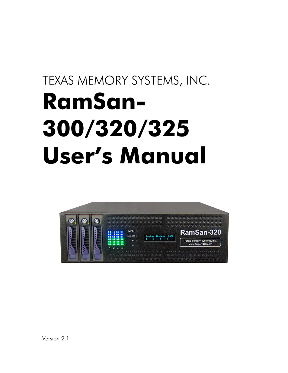 Texas Memory Systems 325 User Manual | 122 pages