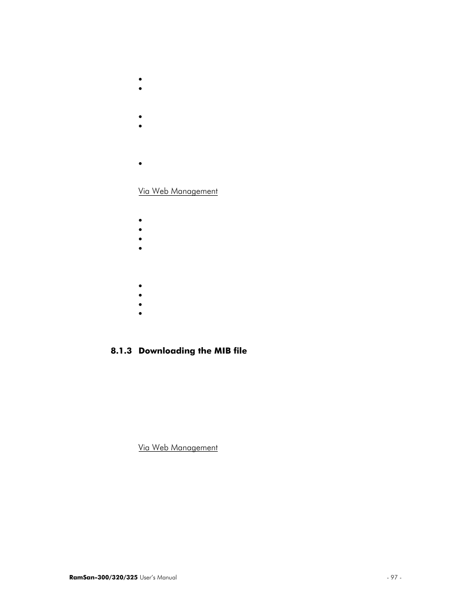 Via web management, Downloading the mib file | Texas Memory Systems 325 User Manual | Page 101 / 122