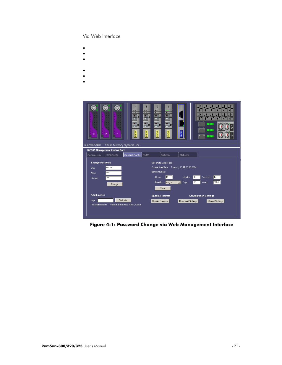 Via web interface | Texas Memory Systems 325 User Manual | Page 25 / 122