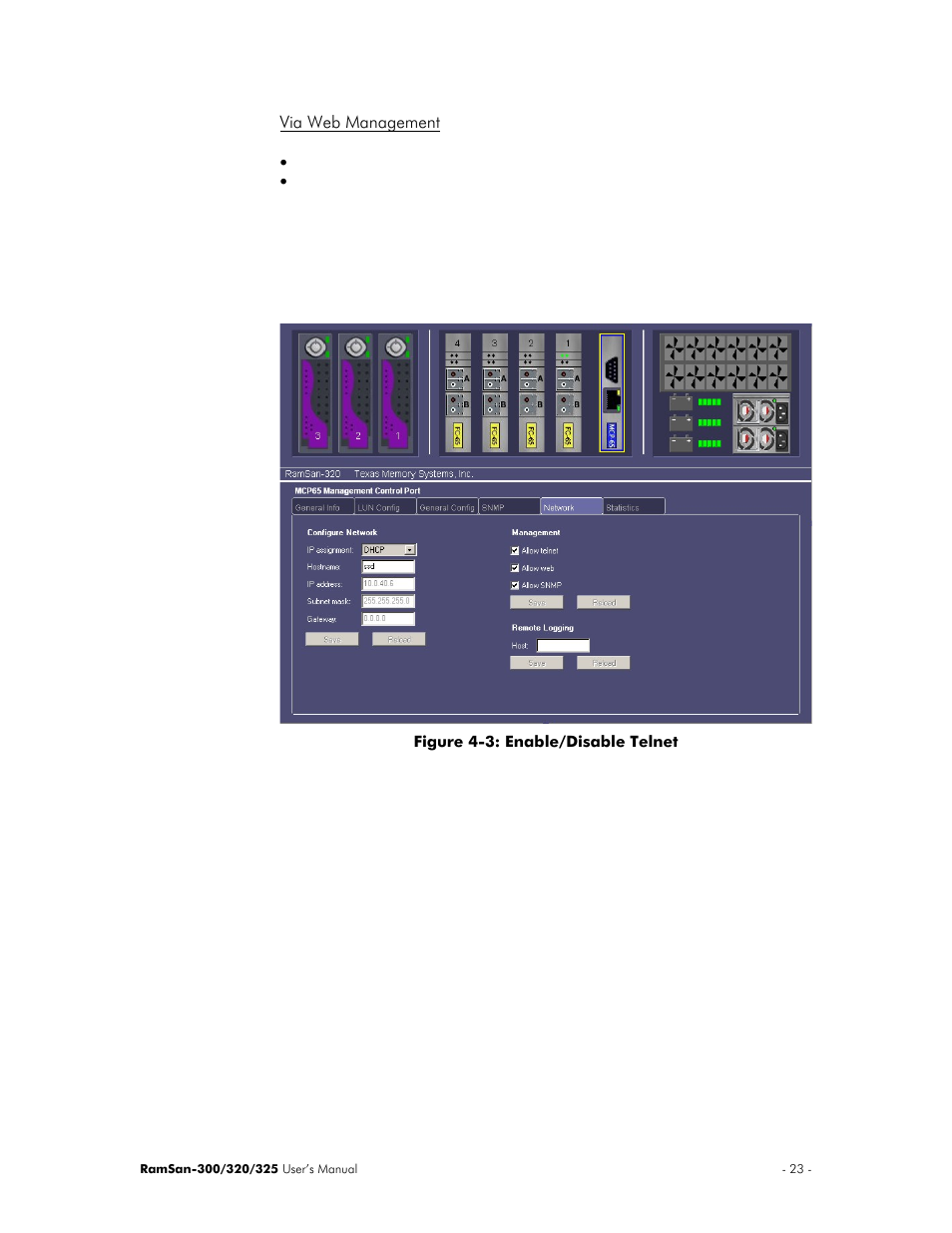 Via web management | Texas Memory Systems 325 User Manual | Page 27 / 122