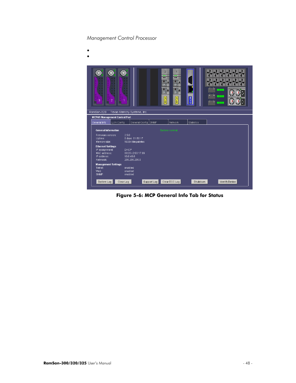 Management control processor | Texas Memory Systems 325 User Manual | Page 52 / 122