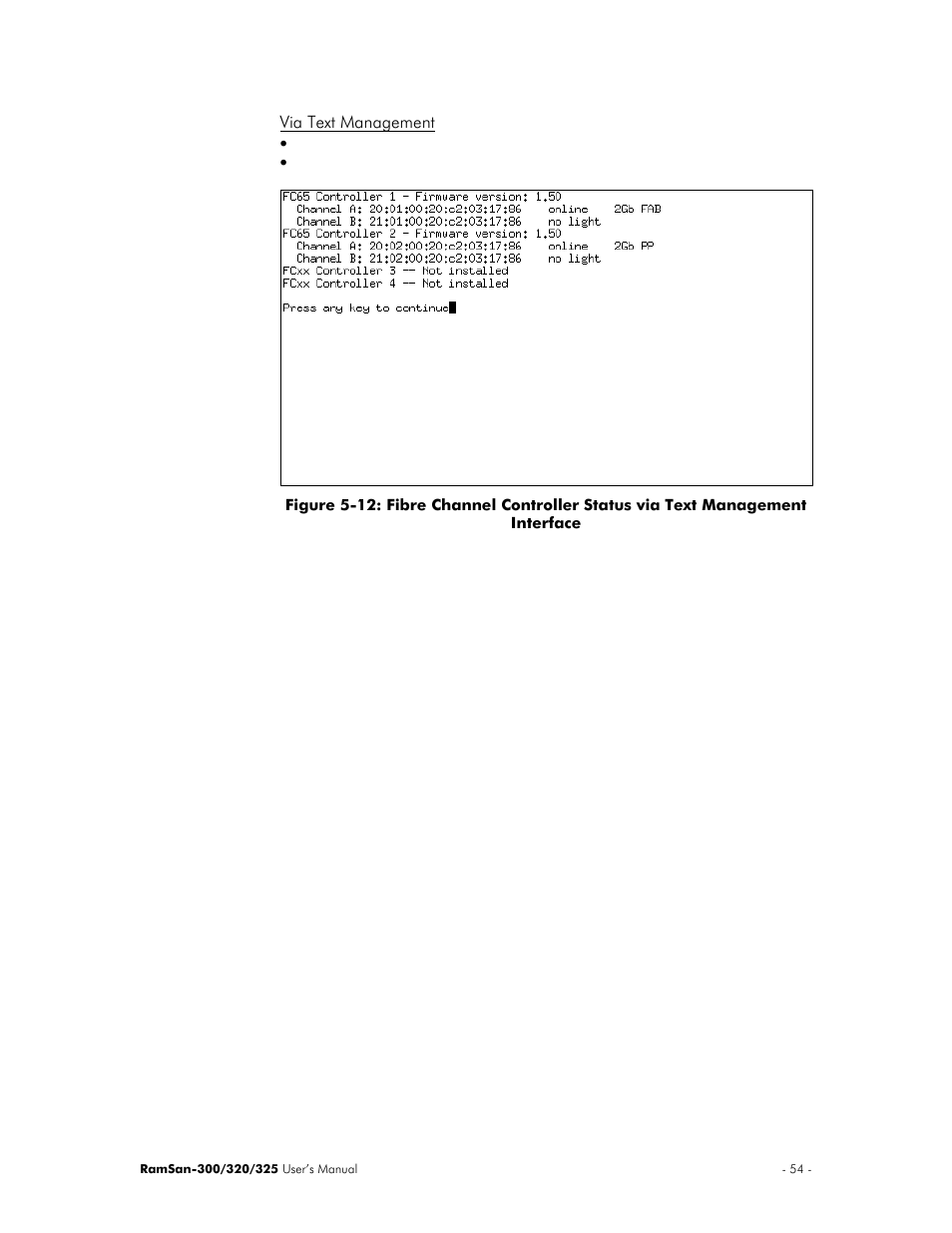 Via text management | Texas Memory Systems 325 User Manual | Page 58 / 122