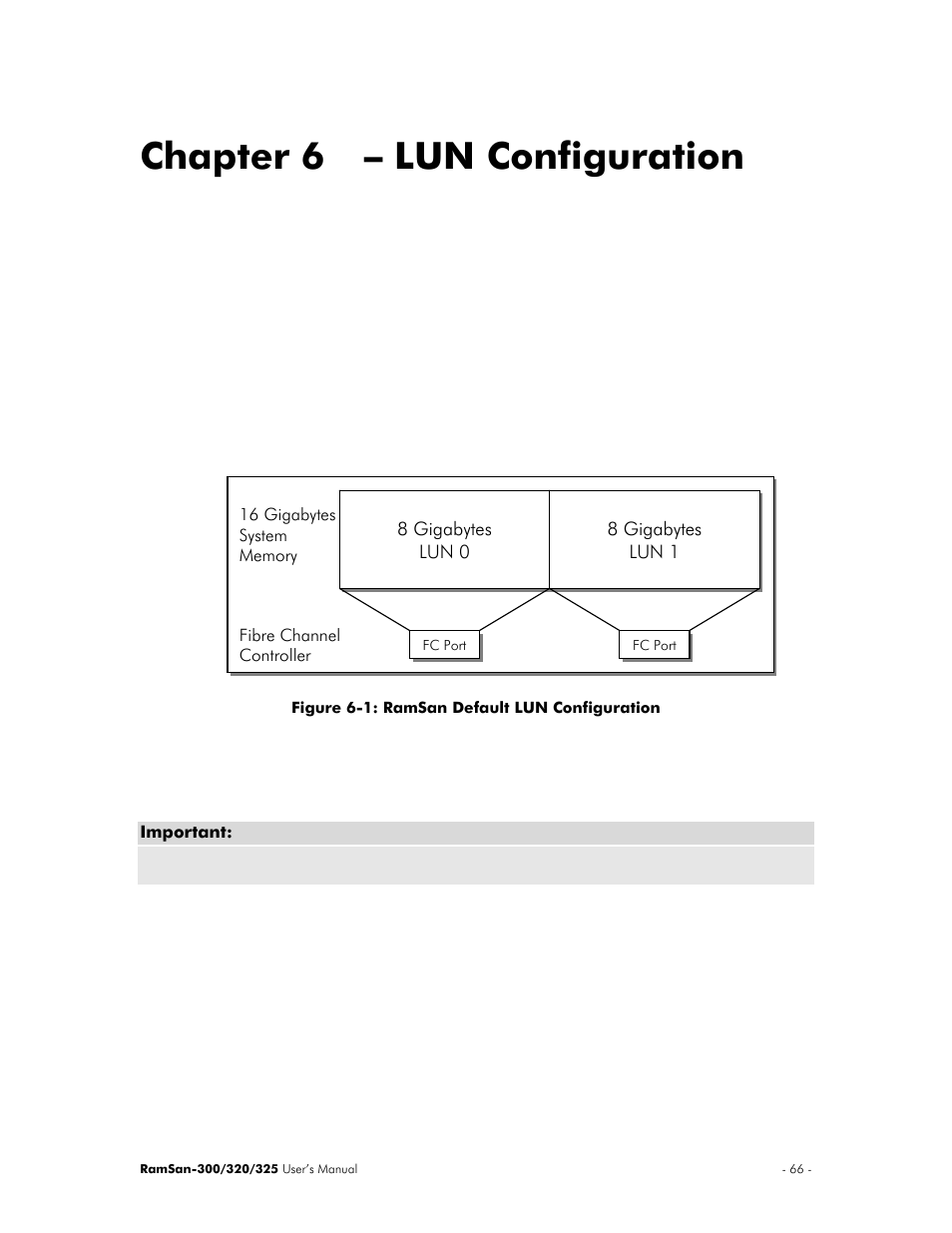 Lun configuration, Chapter 6 – lun configuration | Texas Memory Systems 325 User Manual | Page 70 / 122