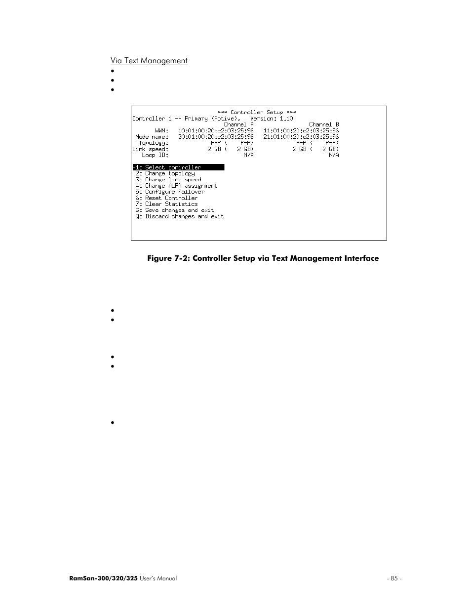 Via text management | Texas Memory Systems 325 User Manual | Page 89 / 122