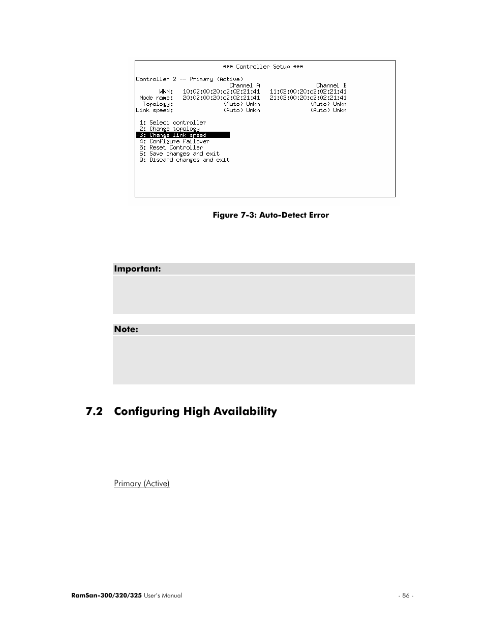 Configuring high availability, Primary (active), 2 configuring high availability | Texas Memory Systems 325 User Manual | Page 90 / 122