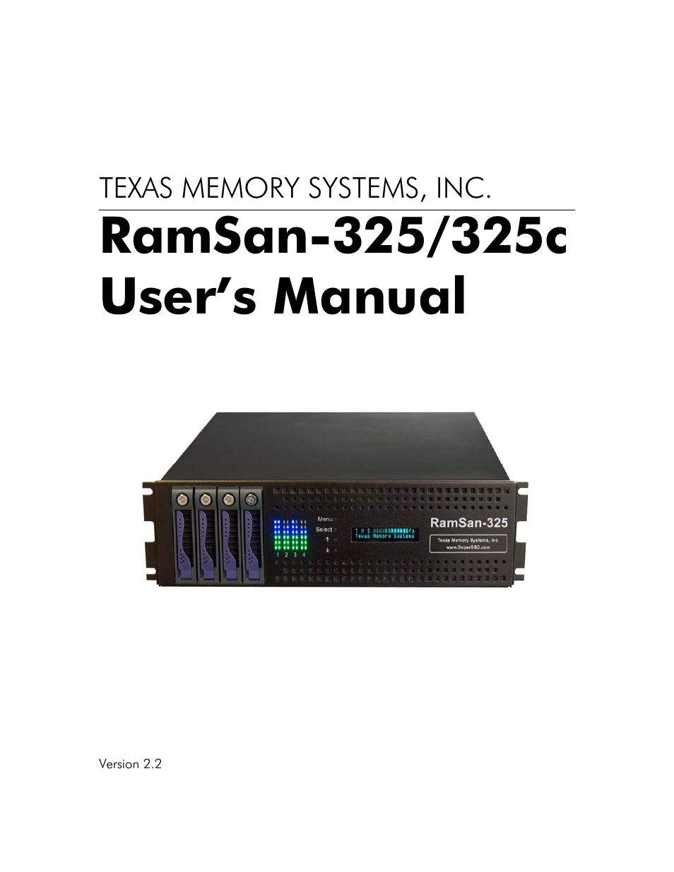 Texas Memory Systems RamSan-325/325c User Manual | 121 pages