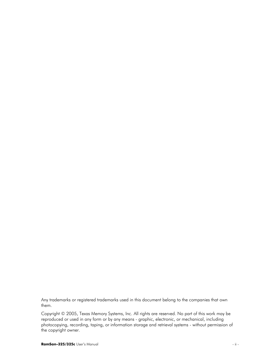 Texas Memory Systems RamSan-325/325c User Manual | Page 2 / 121