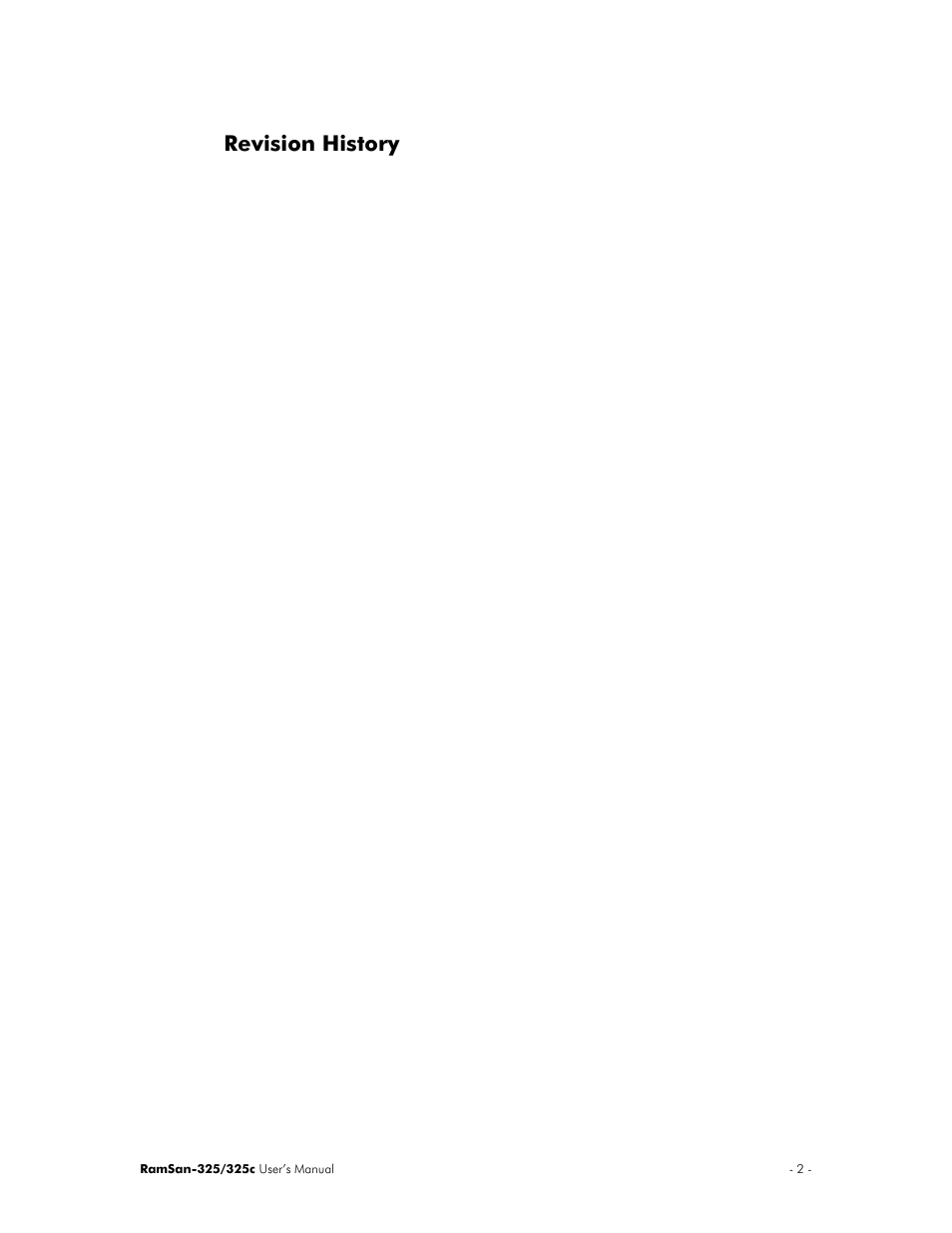 Revision history | Texas Memory Systems RamSan-325/325c User Manual | Page 6 / 121