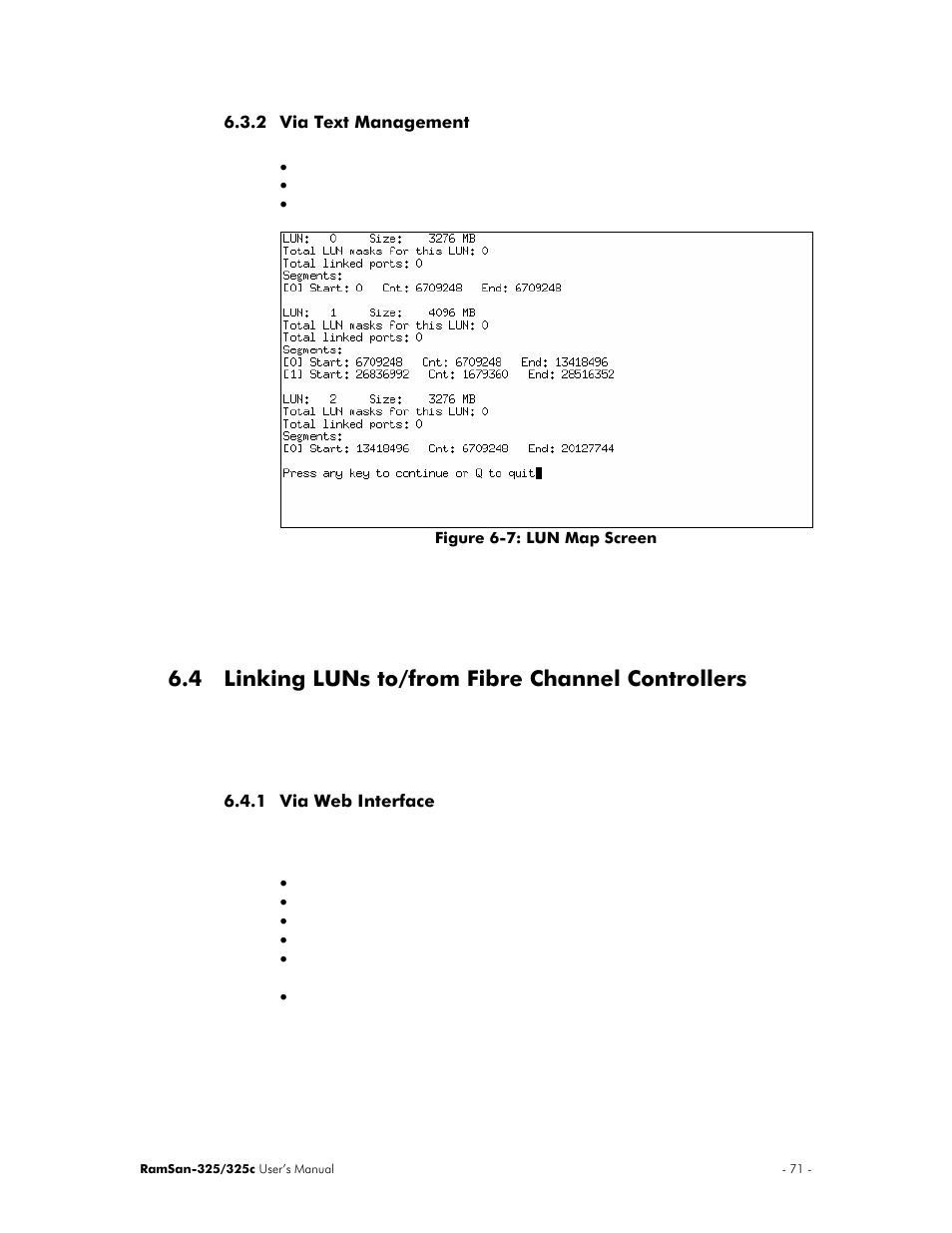 4 linking luns to/from fibre channel controllers | Texas Memory Systems RamSan-325/325c User Manual | Page 75 / 121