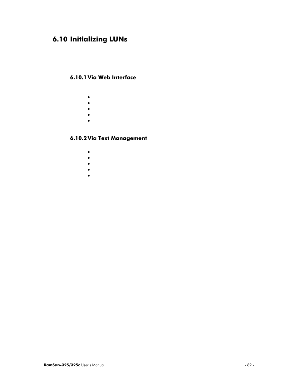 10 initializing luns | Texas Memory Systems RamSan-325/325c User Manual | Page 86 / 121