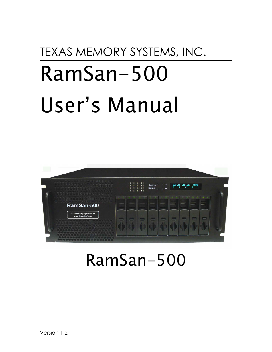 Texas Memory Systems RamSan-500 User Manual | 48 pages