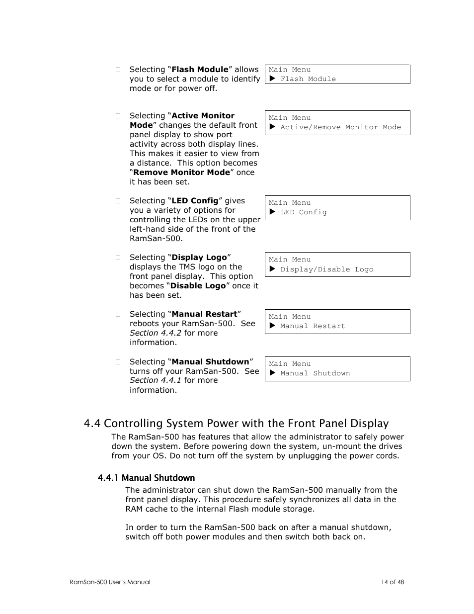 Texas Memory Systems RamSan-500 User Manual | Page 14 / 48