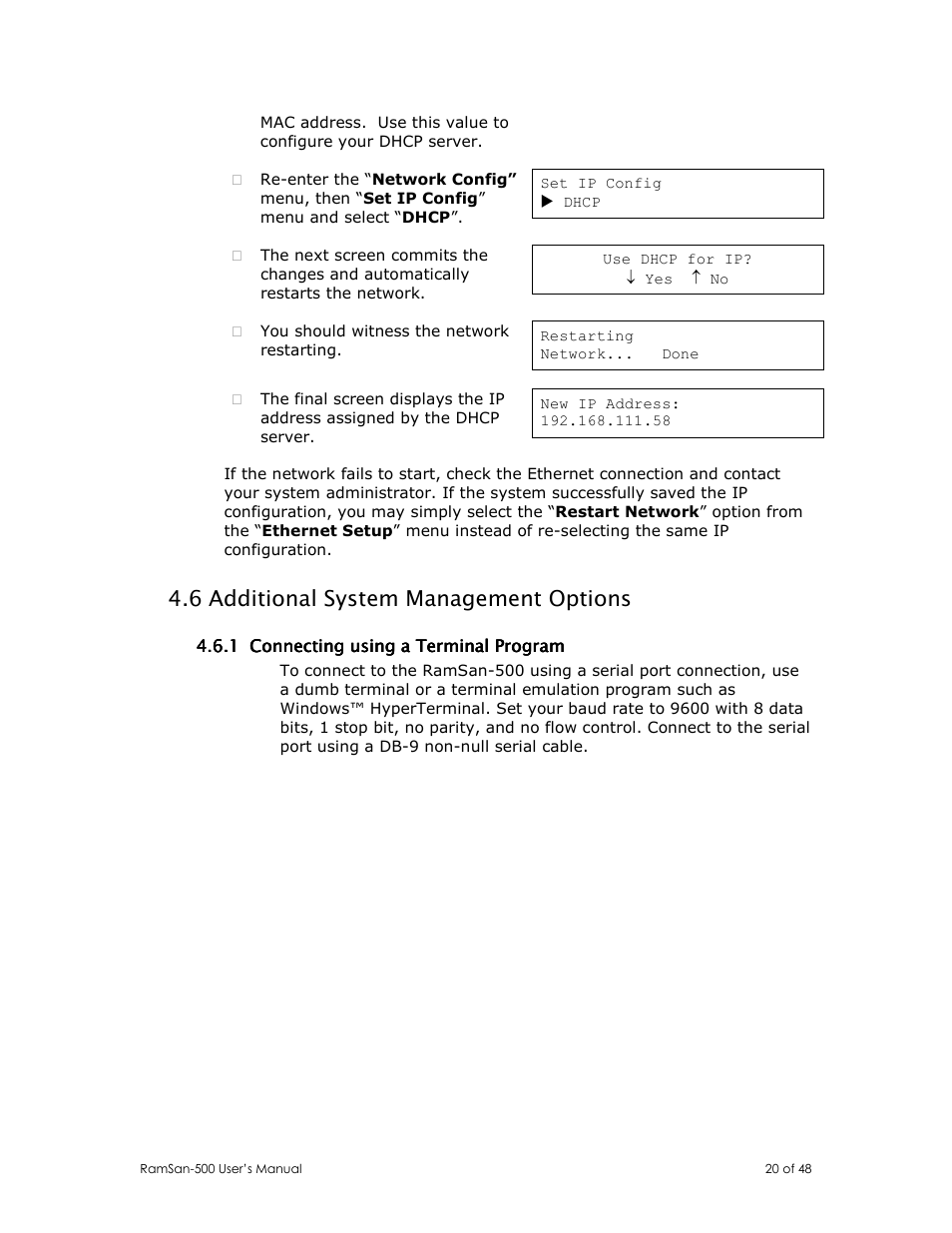 6 additional system management options | Texas Memory Systems RamSan-500 User Manual | Page 20 / 48