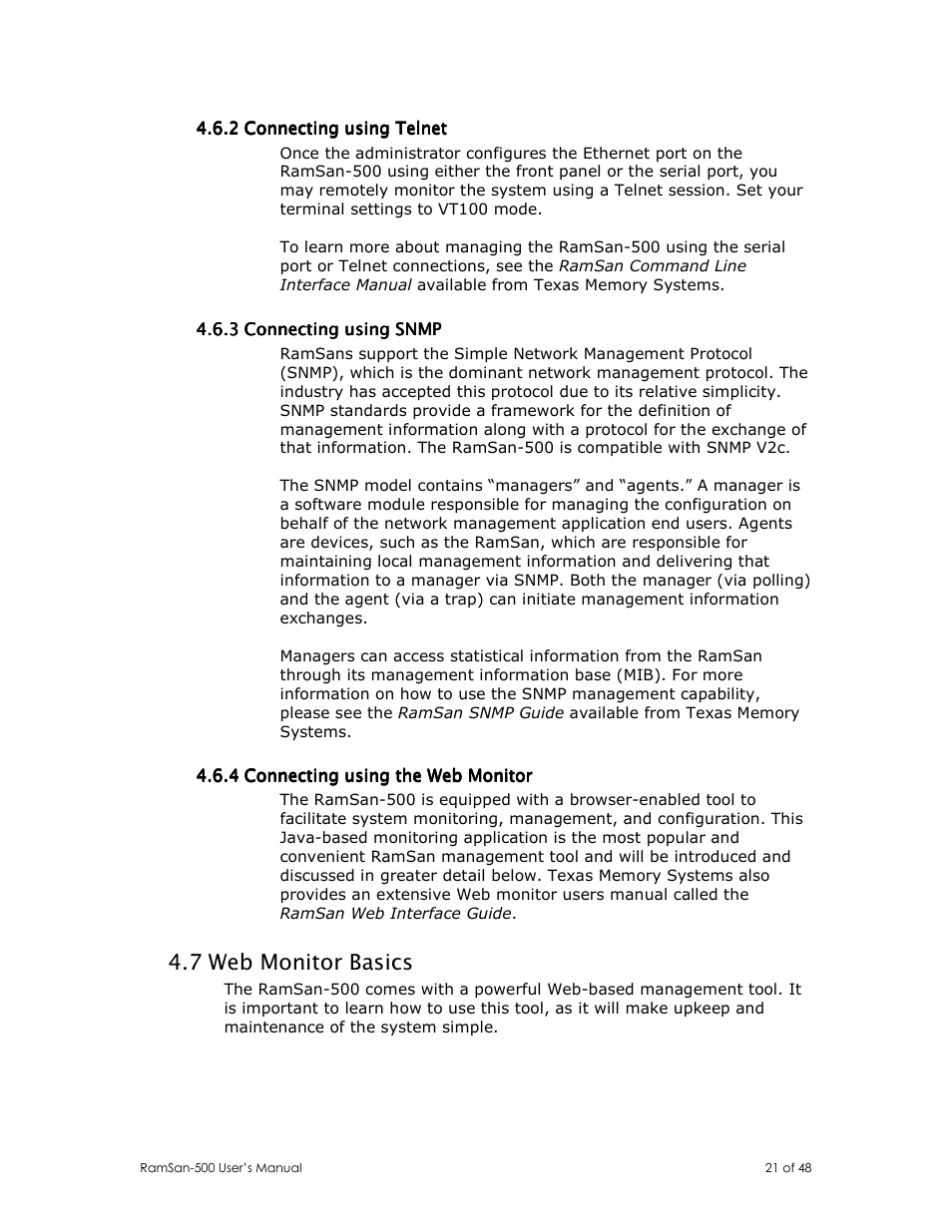 7 web monitor basics | Texas Memory Systems RamSan-500 User Manual | Page 21 / 48