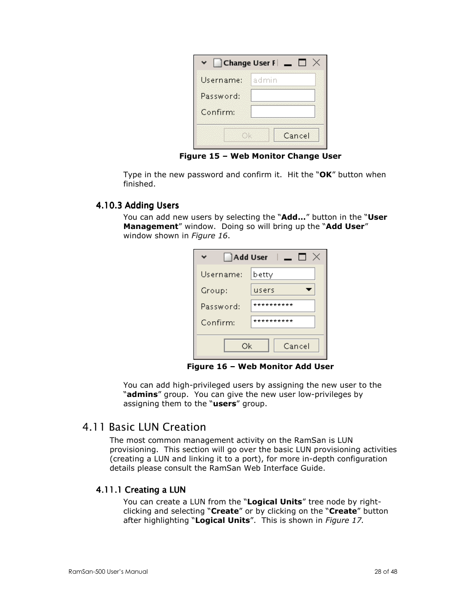 11 basic lun creation | Texas Memory Systems RamSan-500 User Manual | Page 28 / 48