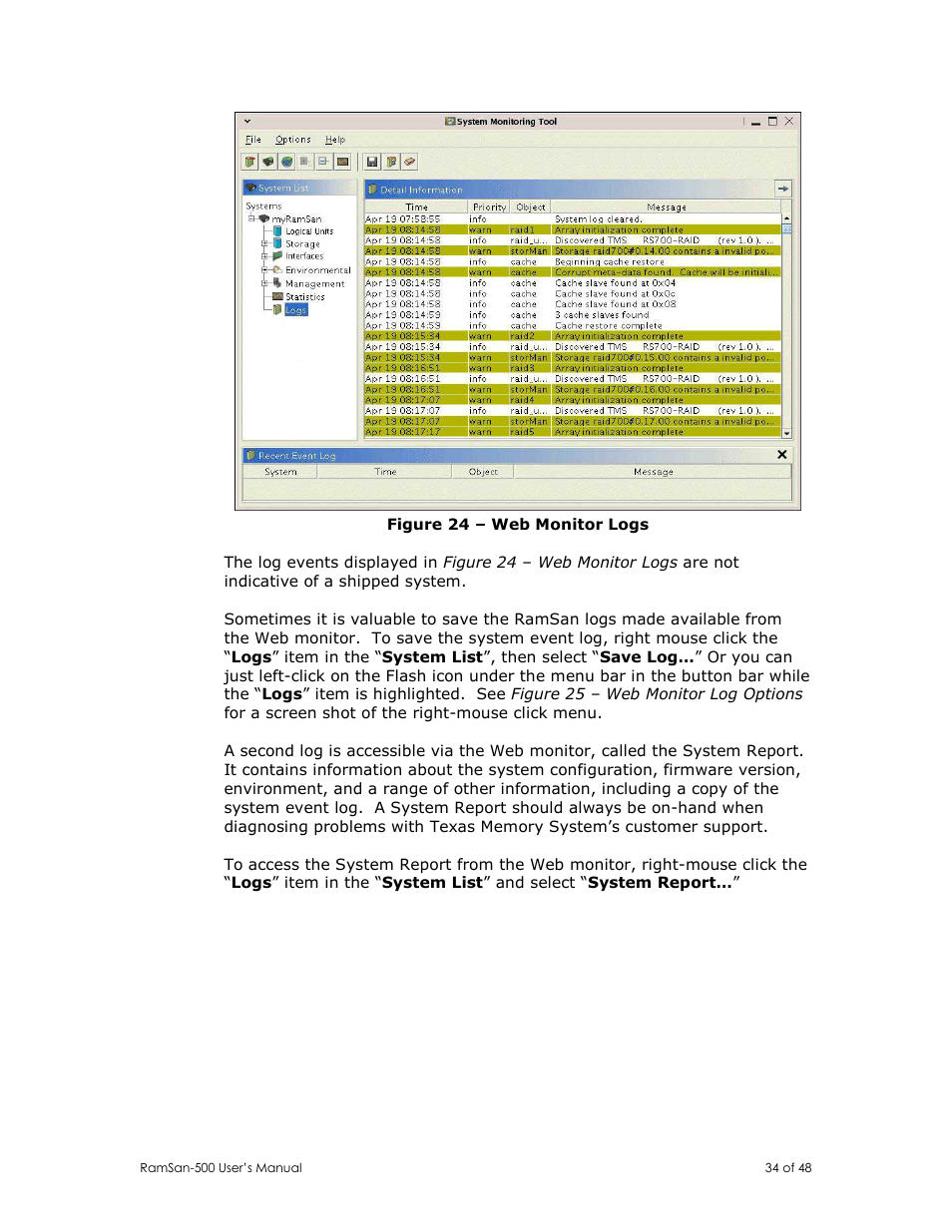 Texas Memory Systems RamSan-500 User Manual | Page 34 / 48