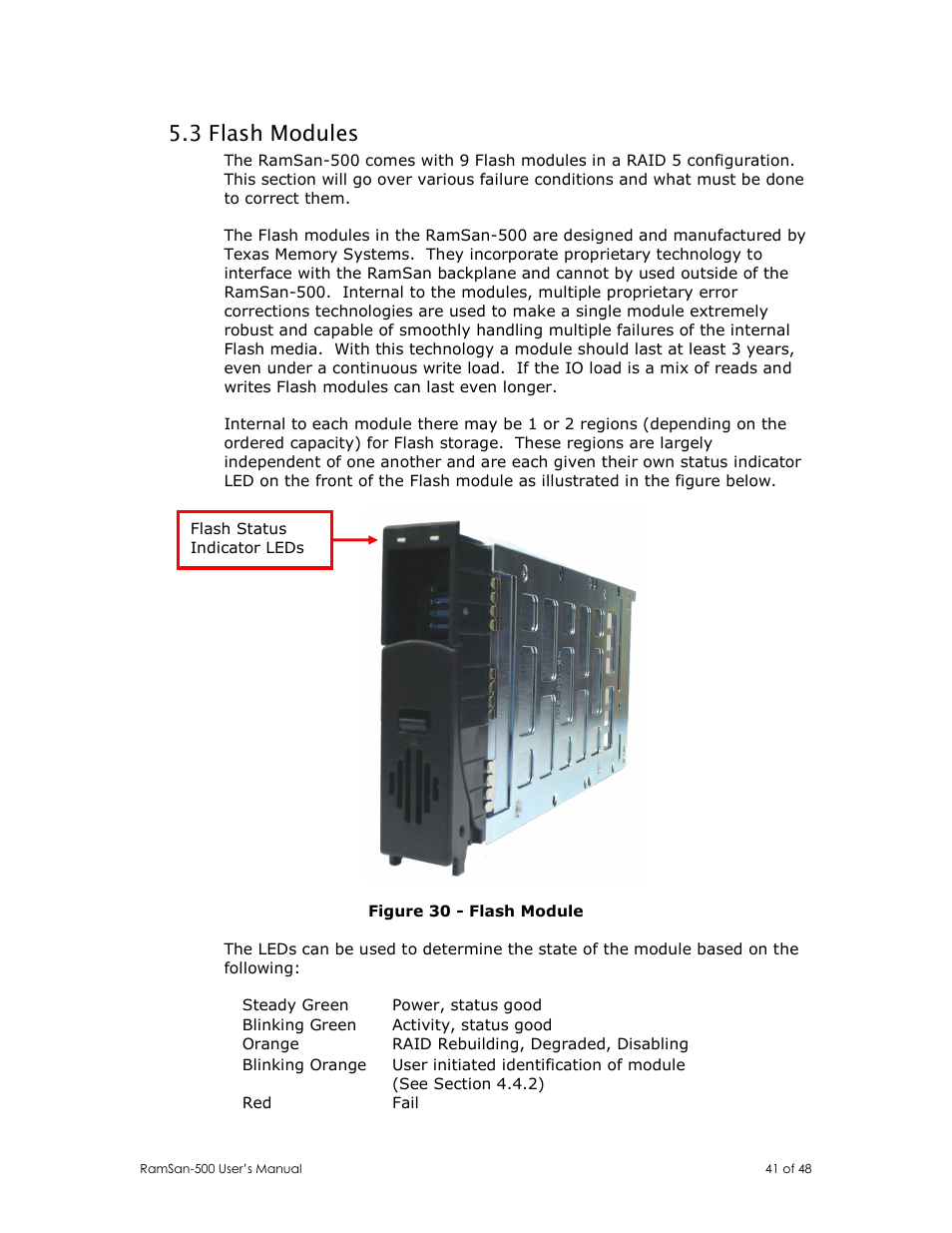 3 flash modules | Texas Memory Systems RamSan-500 User Manual | Page 41 / 48