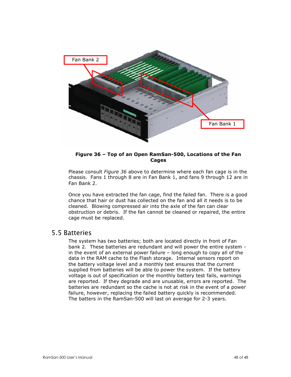 5 batteries | Texas Memory Systems RamSan-500 User Manual | Page 48 / 48