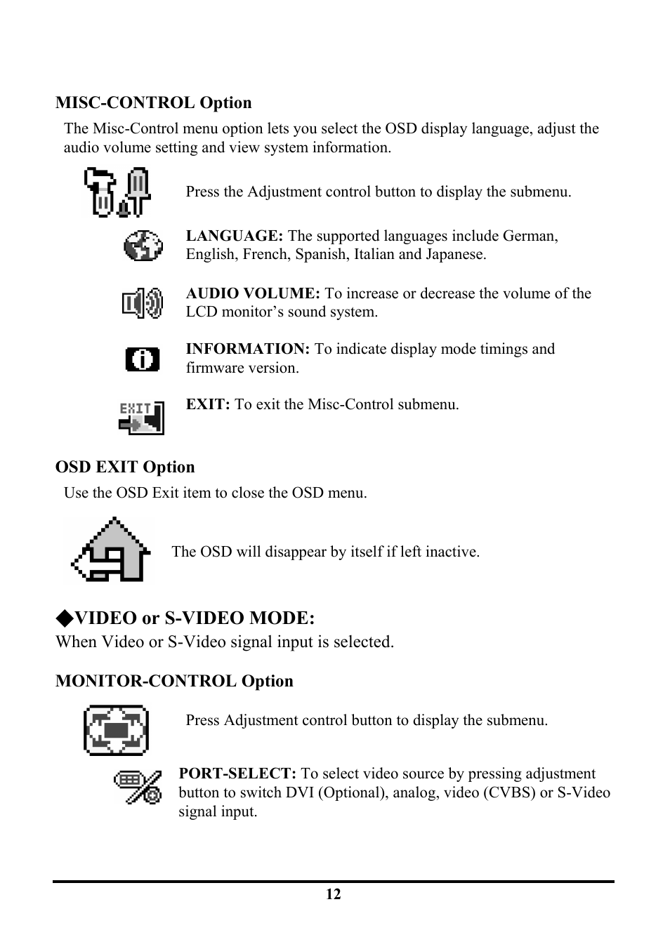 Video or s-video mode | Tatung TLM1905 User Manual | Page 18 / 28