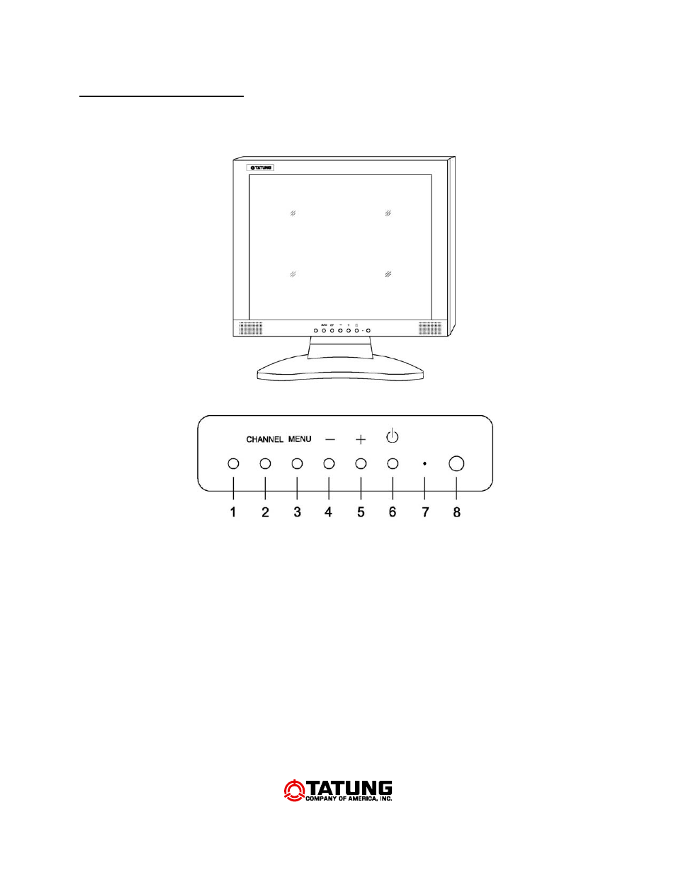Control function, Front view | Tatung TLM-1703 User Manual | Page 5 / 13