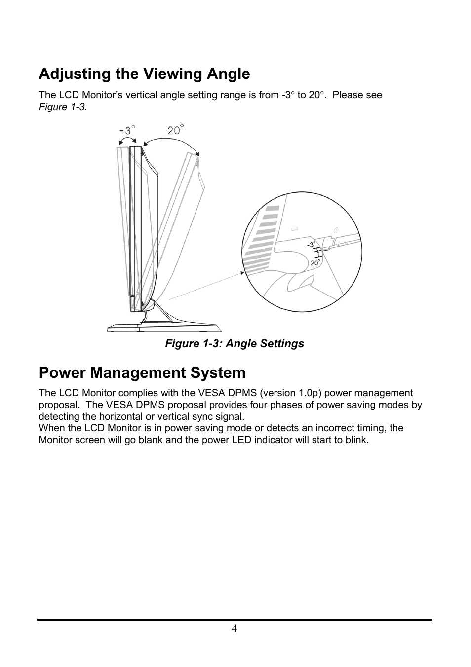 Adjusting the viewing angle, Power management system | Tatung TLM-1705 User Manual | Page 9 / 16