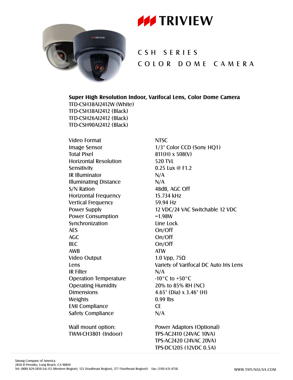 Tatung CSH Series User Manual | 1 page