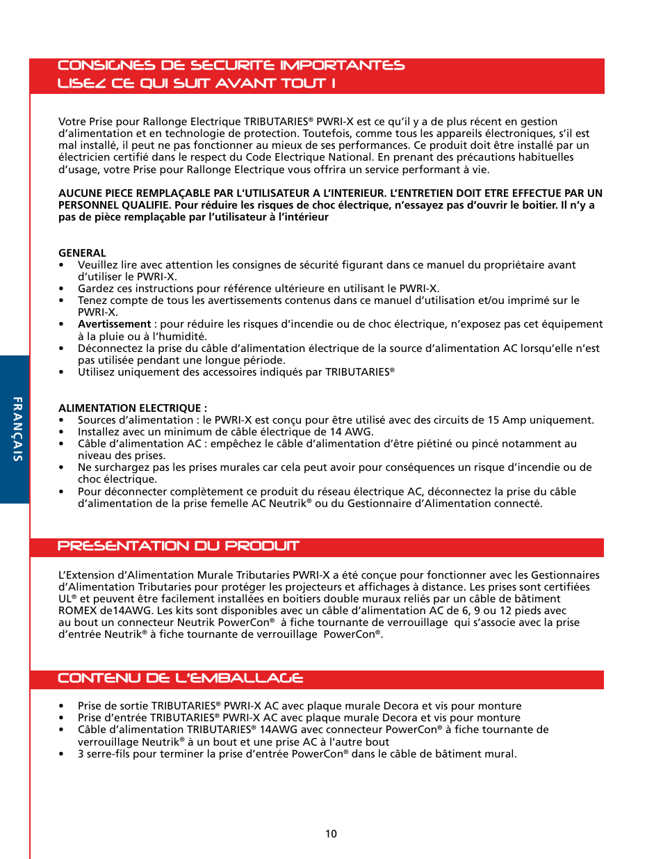 Tributaries PWRI-X User Manual | Page 12 / 16