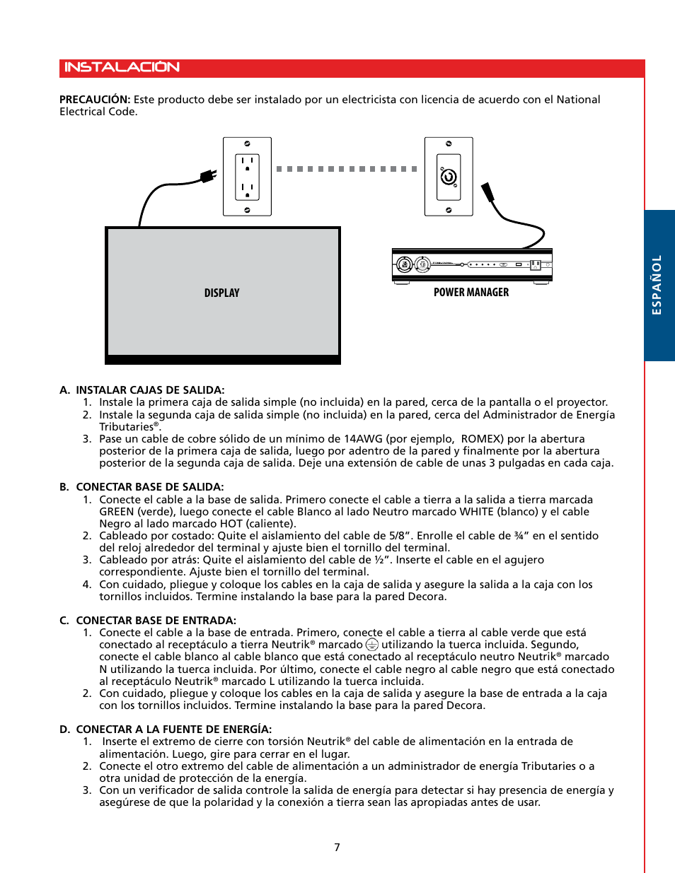 Instalación | Tributaries PWRI-X User Manual | Page 9 / 16