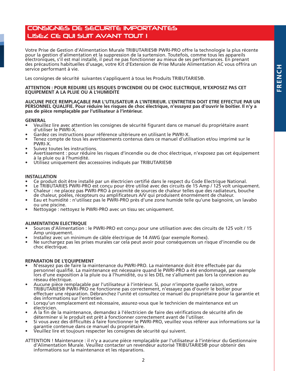 Tributaries PWRI-PRO User Manual | Page 11 / 24