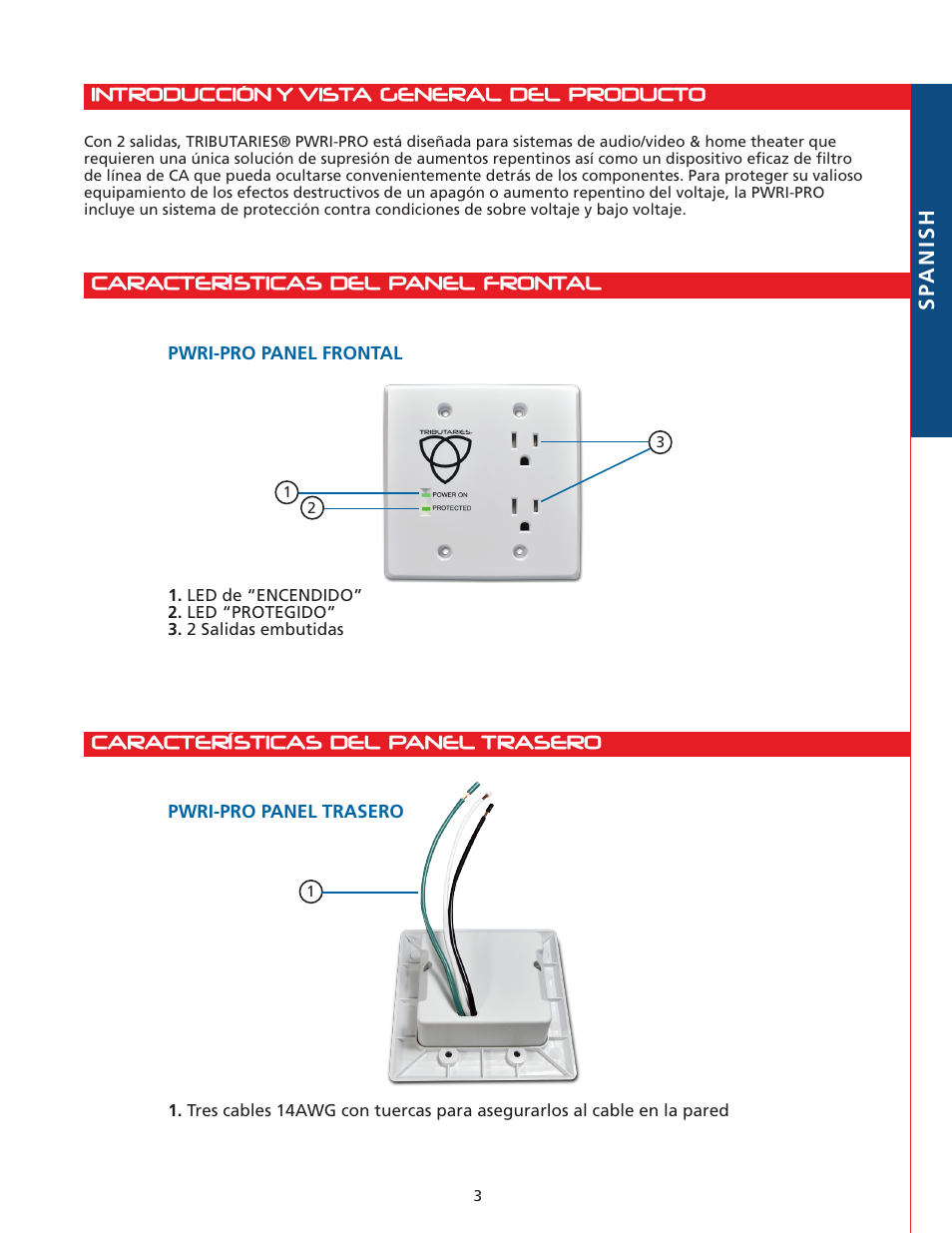 Sp anish | Tributaries PWRI-PRO User Manual | Page 19 / 24