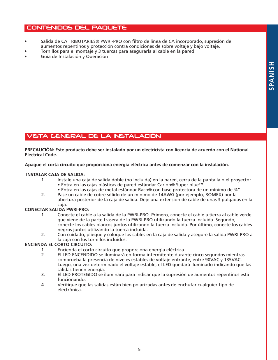 Tributaries PWRI-PRO User Manual | Page 21 / 24