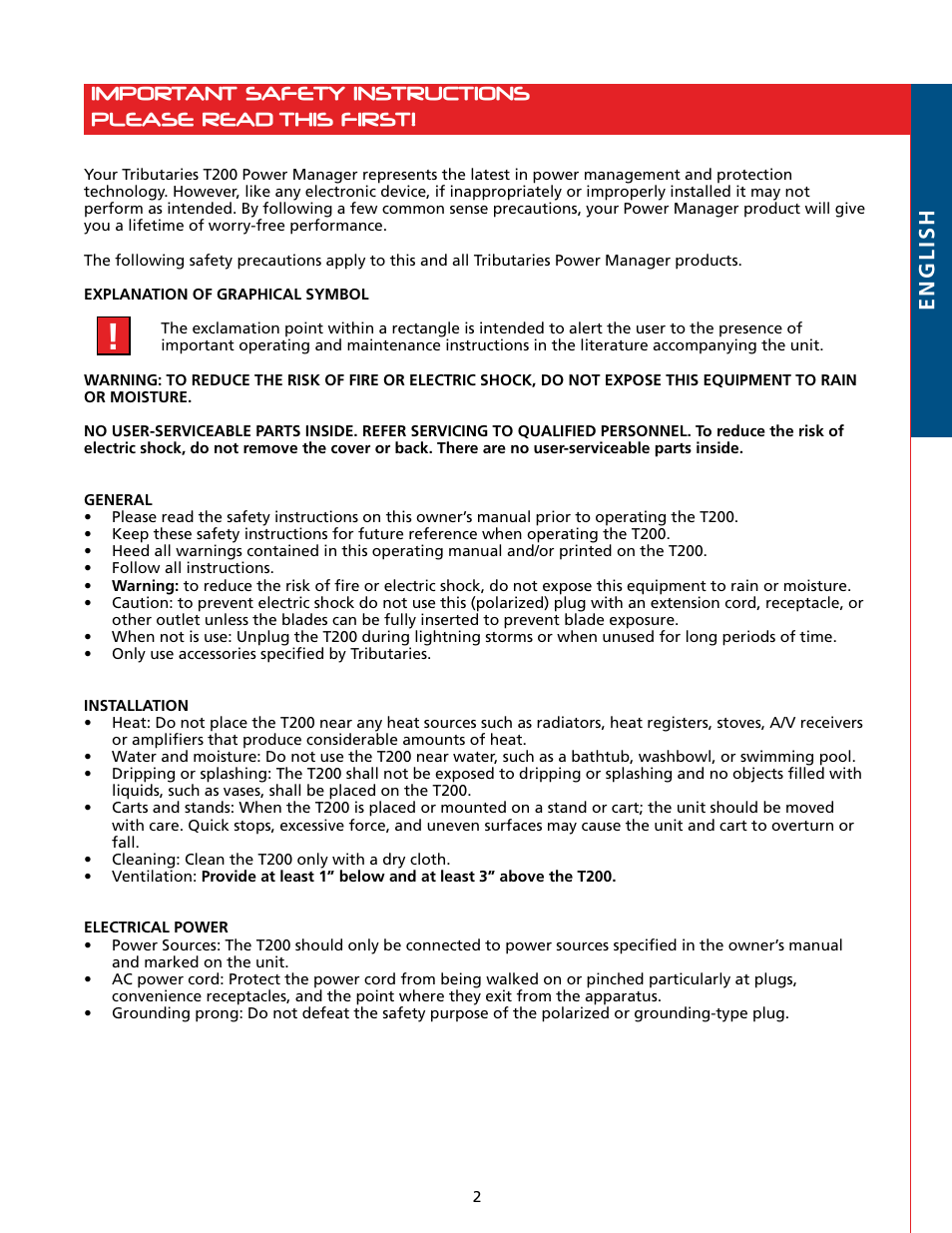 Tributaries T200 User Manual | Page 3 / 40