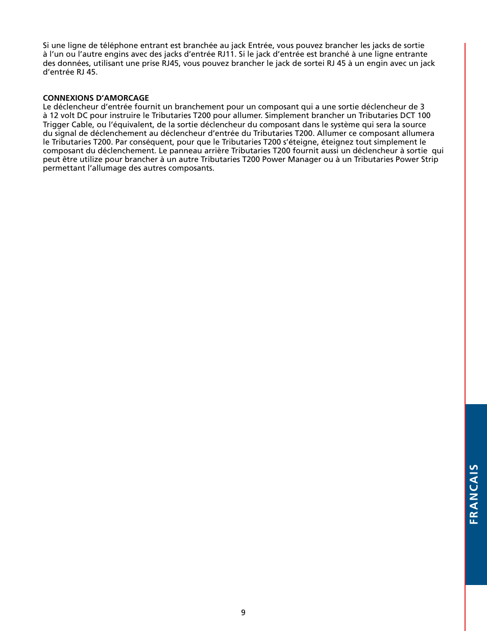 Francais | Tributaries T200 User Manual | Page 35 / 40