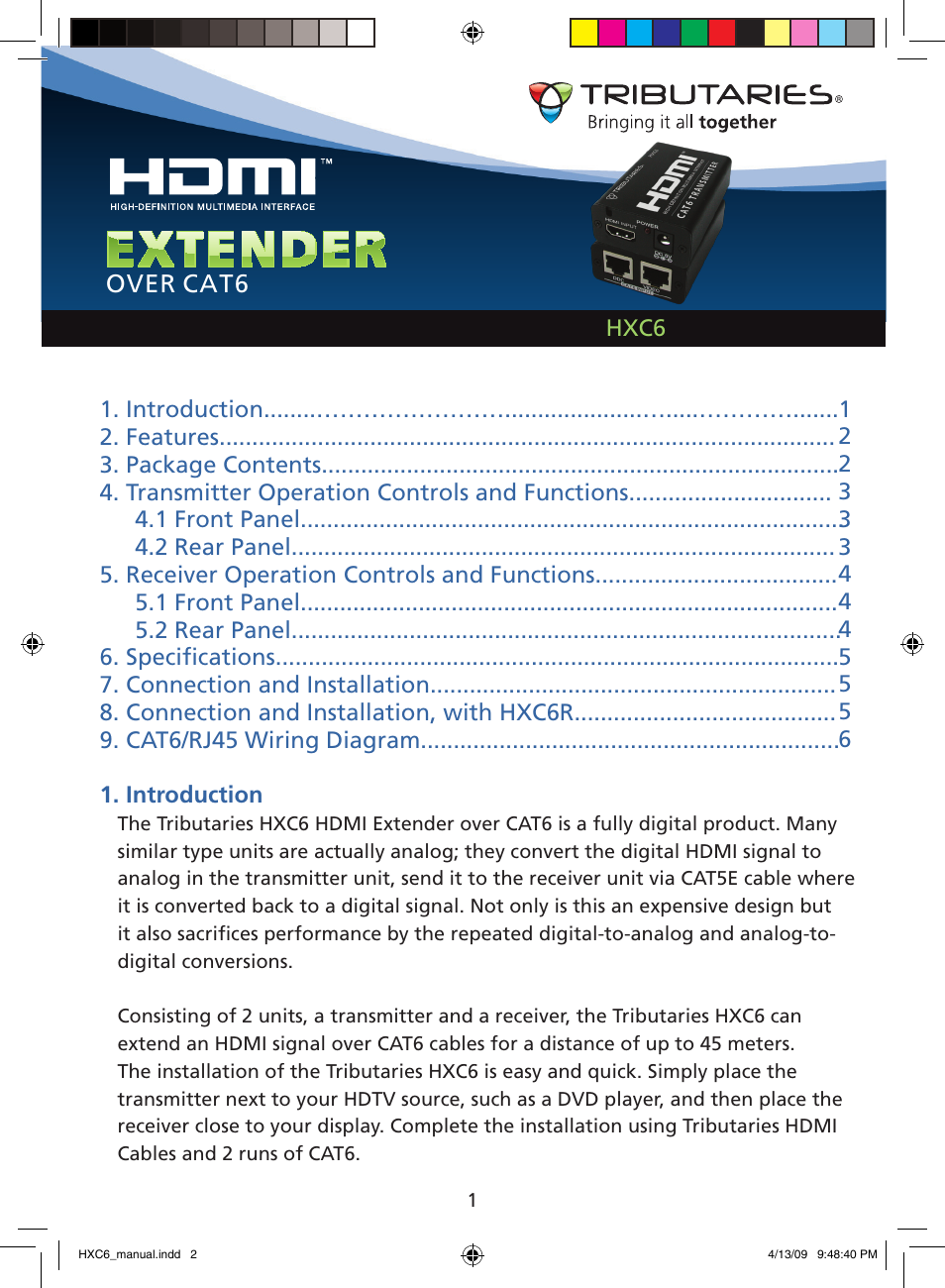 Tributaries HDMI HXC6 User Manual | Page 2 / 8
