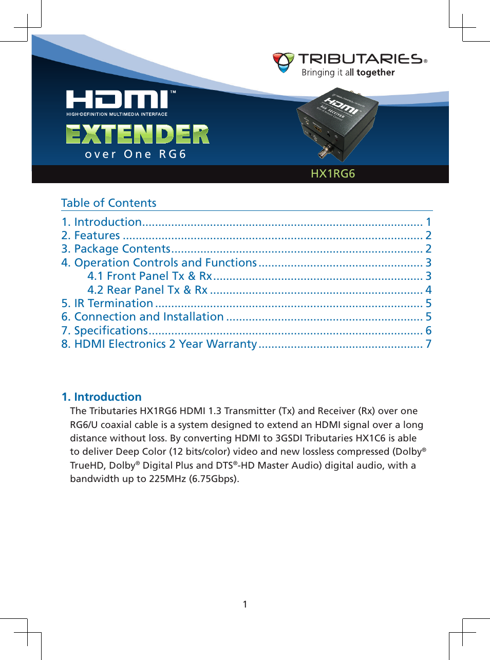 Tributaries HX1RG6 User Manual | Page 2 / 8