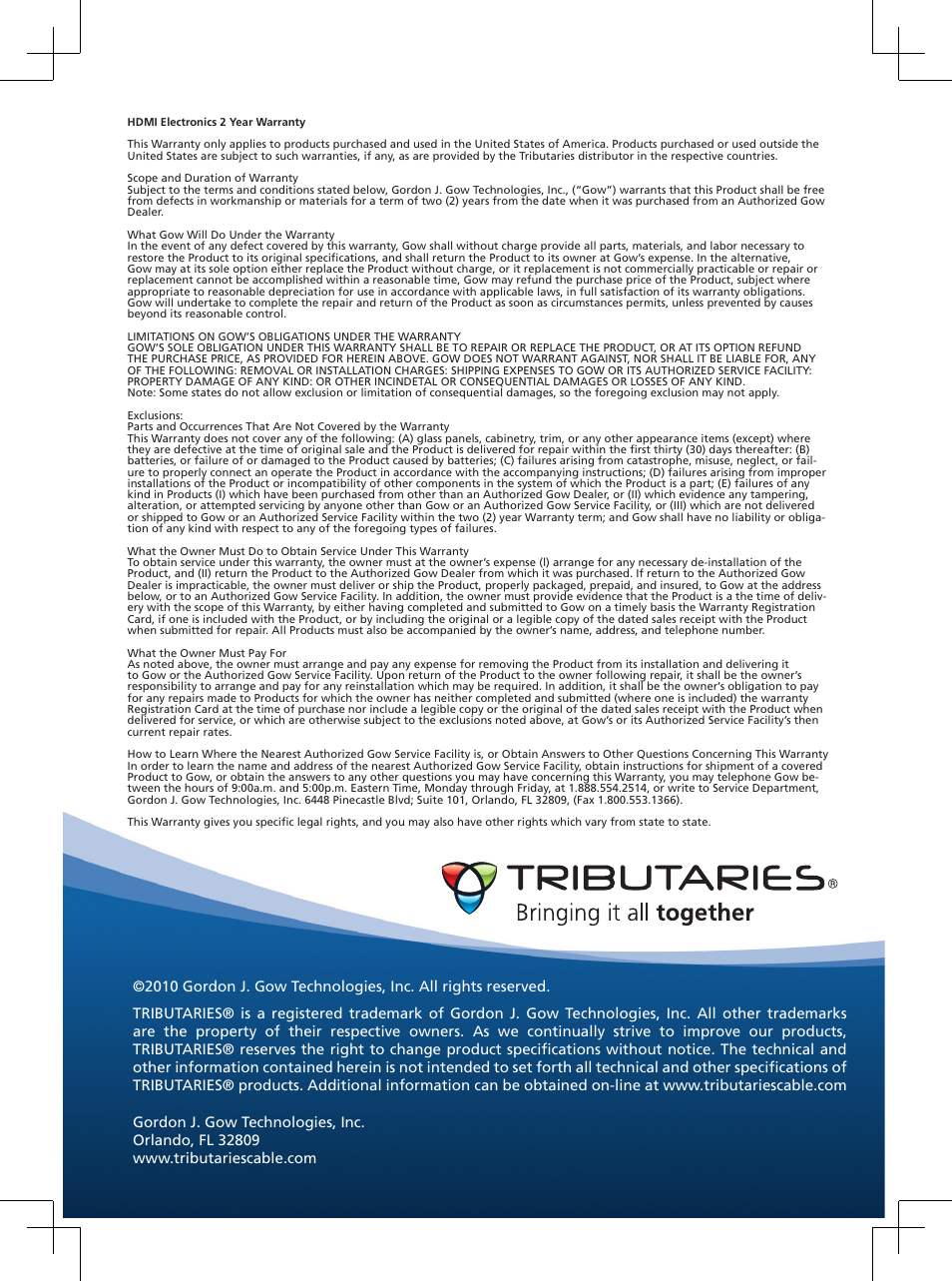 Tributaries HX1RG6 User Manual | Page 8 / 8